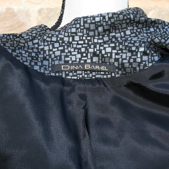 Designer Dina Bar-El Black & Pewter Jacket Size 10 - Picture 8 of 9